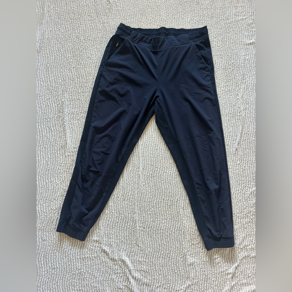 Athleta Brooklyn Joggers Size 16 Navy Blue Pants Athleisure Retro 70s 80s